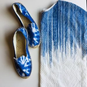 Soludos Espadrilles Blue & White tie dye size 7